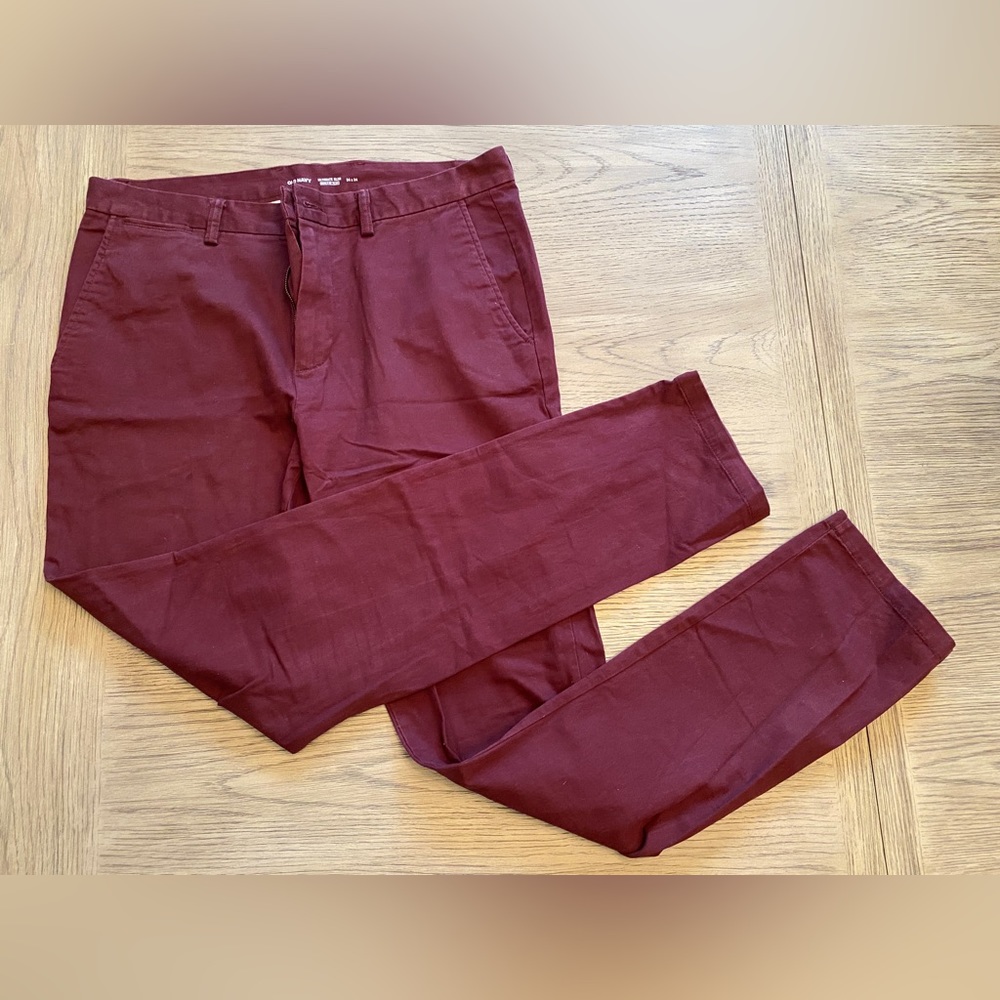 Old Navy Men’s Ultimate Slim Burgundy Pants Size 34x34